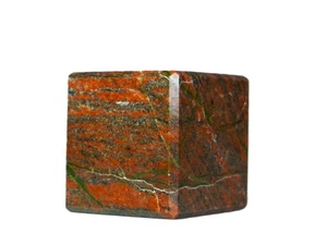 Large 60MM Natural Red & Green Unakite Stone Healing Crystal Metaphysical CUBE - Picture 1 of 12
