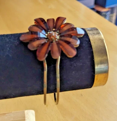 George Pulsera Bisagra Grande Flor Marrón Brillante Foto 1 de 4