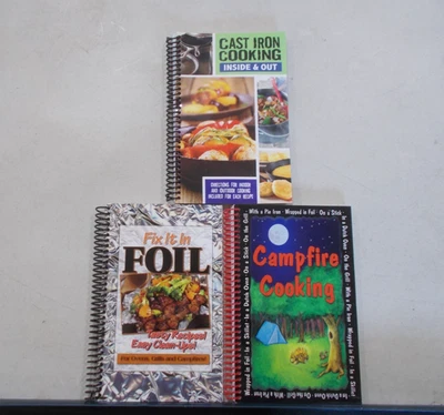 3 SPIRAL BOUND COOKBOOKS CAMPFIRE FOIL CAST IRON COOKING - Image 1 of 3