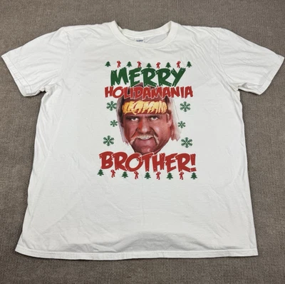 Camisa Hulk Hogan WWF Feliz Holidamania Hermano Hulkamania Navidad Talla Grande Foto 1 de 4