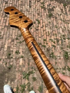 Mástil de guitarra AAA Maple Jazz BASS acero inoxidable 21 trastes arce llama tostado 34 pulgadas - Imagen 1 de 7