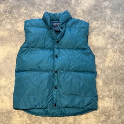 Vintage Lands' End Down Puffer Vest UNISEX Small Teal Quilted *SEE FLAW* - Image 1 of 4