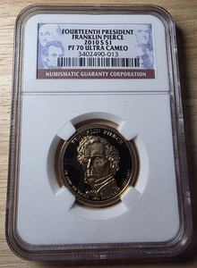 2010 S PP Franklin Pierce Presidential Dollar NGC PF 70 Ultra Cam 3402490-013 - Bild 1 von 2