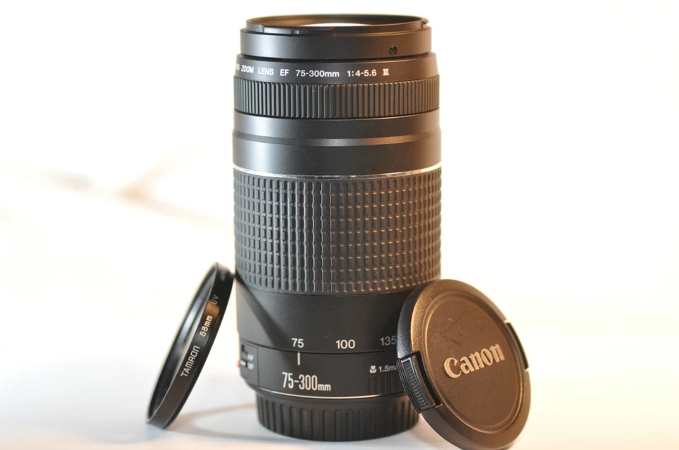 Obiettivo Canon EF 75-300mm f/4-5.6 III BELLO per EOS A2 630 Rebel T8 T7 T6 90D 80D 5D - Immagine 1 di 4