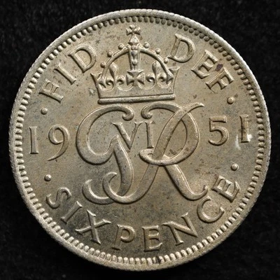 Great Britain 6 Pence 1951, Coin, Inv#G602 - Image 1 of 2