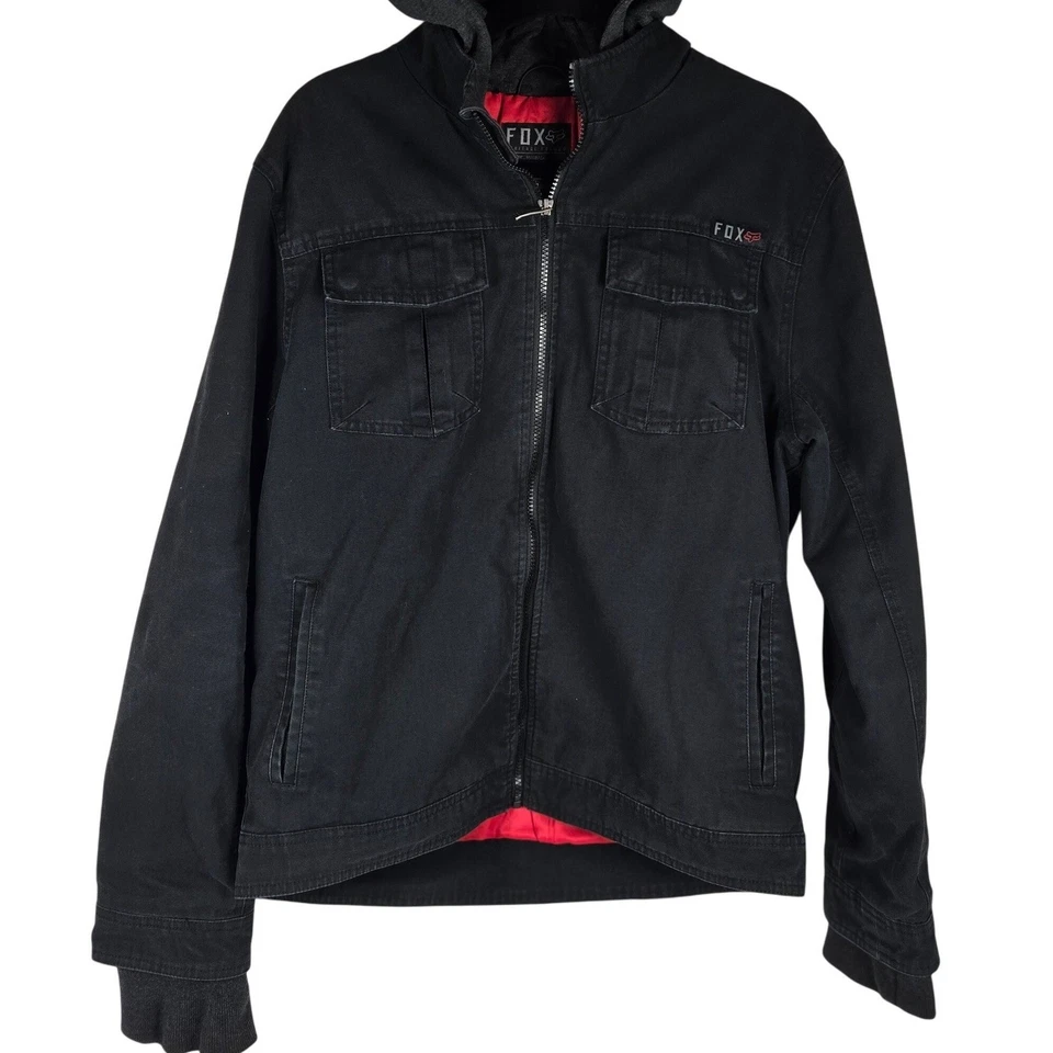 Chaqueta Mororcycle Forjada Para Hombre FOX Racing Heritage De Colección Negra Cremallera Completa Mediana Foto 1 de 4