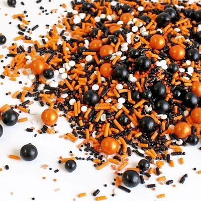 3X Sprinkle Pop Sprinkle Mix Black Orange White Sporty Sprinkles 4oz Each Sealed - Image 1 of 3