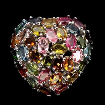 925 Sterling Silver Ring Oval Tourmaline 5x3mm Natural Gemstone Jewelry Size 8.5 - Image 1 of 4