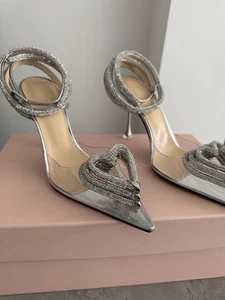 Mach & Mach donna cristallo triplo cuore tacco a spillo UK 6 EU 39 NUOVO - Foto 1 di 11
