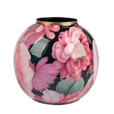 Dekovase ROSENGARTEN bauchig rund H. 14cm rosa gold aus Metall Formano WA - Bild 1 von 2