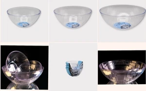 Klar Kunststoff Rund Geriffelt Salat Servieren Snack Schüsseln Wiederverwendbar Verschiedene Größen - Bild 1 von 1