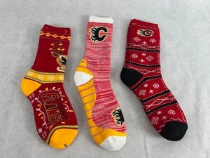 Calgary Flames Men's Ugly Christmas Sweater Crew Large Socks 3 Pairs Red - Picture 1 of 2