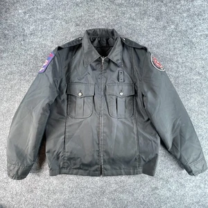 Blauer Jacket Mens Large Black Quilted Lining Zip EMS Fire Dept Patches Made USA - Picture 1 of 10