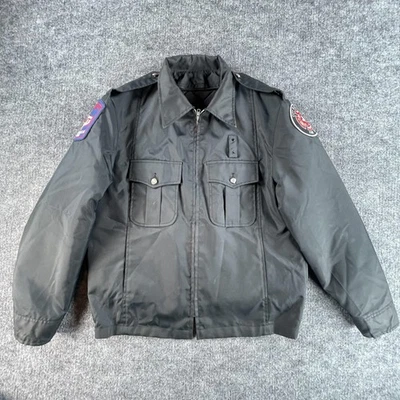 Blauer Jacket Mens Large Black Quilted Lining Zip EMS Fire Dept Patches Made USA - Image 1 of 4