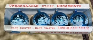 Vintage blau und weiß unzerbrechlich italienische Yuletide Ball Ornamente - Bild 1 von 6