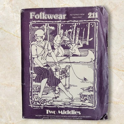 VTG 1980 Folkwear Pattern 211 Two Middies Uncut Sailor Style Middy Blouse - Image 1 of 3