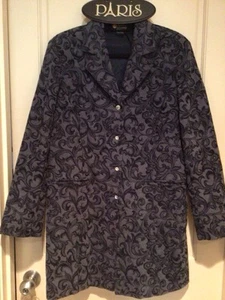 Christine Alexander Blue Tapestry Long Jacket W/ Crystal Buttons L - Picture 1 of 3