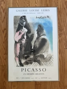 Framed Antique PICASSO Galerie Louise Leiris Exhibition Lithograph Poster 1972 - Picture 1 of 9