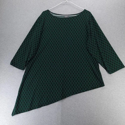 Женская футболка Chico's Travelers размер 3 США XL черная зеленая асимметричная туника сделано в США - Изображение 1 из 4