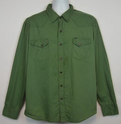 Salt Valley Western Shirt Mens XL Green Pearl Snap Long Sleeve Geometric Cotton - Image 1 of 4