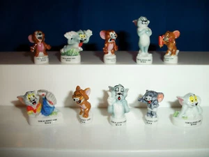 TOM & JERRY Set of 10 Minature French Porcelain FEVES Figures Series 2 Figurines - Picture 1 of 5