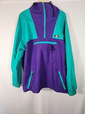 Woolrich Color Block 1/4 Zip Windbreaker Jacket Teal Purple Mens L Vintage 90’s - Image 1 of 4