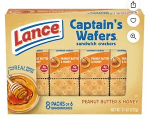Lance Sandwich Crackers, Captain's Wafers Peanut Butter and Honey, 8 Packs, - Picture 1 of 1