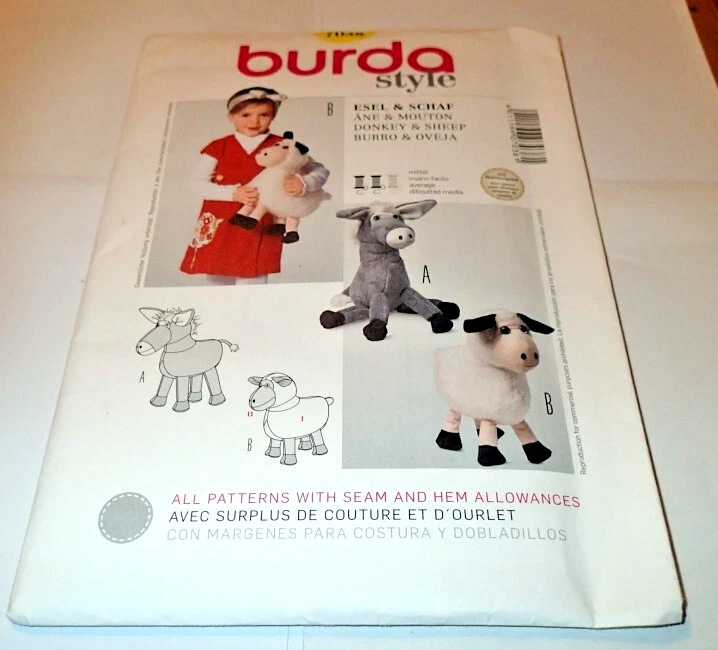 BURDA PATTERN 7038 ~ STUFFED ANIMALS ~ DONKEY & SHEEP *NEW - Image 1 of 1
