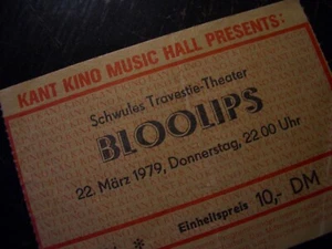 BLOOLIPS orig.Ticket BERLIN 1979 schwul/gay LONDON-TRAVESTIE-DRAG-QUEER-THEATER - Bild 1 von 1
