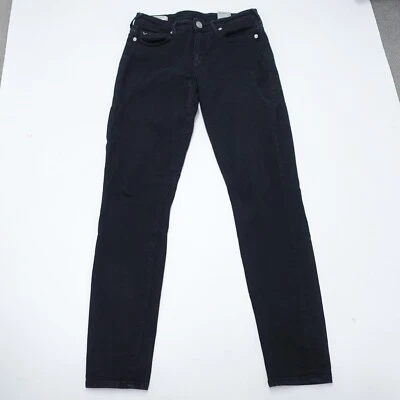True Religion Halle Jeans Girls 26 Black Denim 5-Pockets Mid-Rise Super Skinny - Image 1 of 4