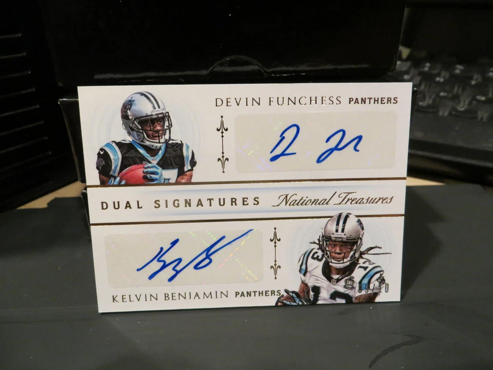 National Treasures Dual Autograph Panthers Kelvin Benjamin Funchess 09/10  2015 - Image 1 of 4
