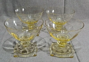 4 sherbets bajos de vidrio Heisey Sahara Carcassonne de 3 1/2" - Imagen 1 de 5