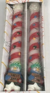 Snowman”Let It Snow” Christmas Taper Candles North Pole Robert Allan 10”Retro - Picture 1 of 8