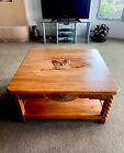 Contemporary Hand-Crafted Southwest Coffee Table with Hand-Carved Sandhill Crane