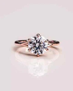 IGI, G/VS2, 2.00 Ct Round Cut Lab Grown Diamond 14K Rose Gold Split Shank Ring - Picture 1 of 20