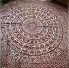 Mandala Elephant Floral Cotton Tapestry Boho Wall Hanging India Silver Bed Cover