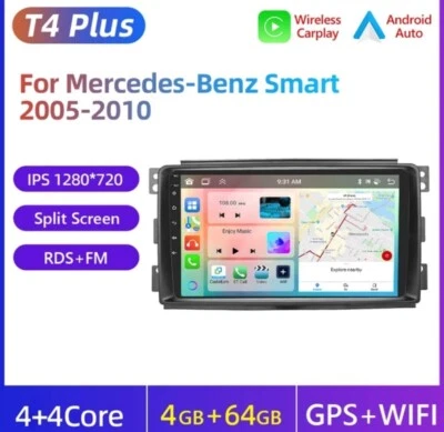 Radio Para Smart 451 Bluetooth 9" Navegador USB Android Wifi Carplay 4/64 - Imagen 1 de 4