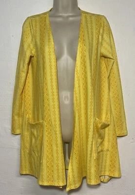 Lularoe Small Lindsay Cardigan Yellow 3/4 Sleeve Knit Stretch Pocket Open front  - Image 1 of 4