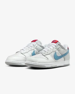 "SLIGHTLY IMPERFECT" MEN'S NIKE DUNK LOW QS RETRO HF0391-001 GREY BLUE RED SZ 11 - Picture 1 of 13