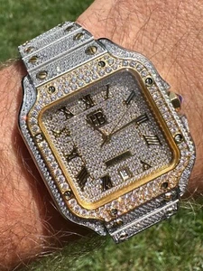 Real Iced Harlembling Mens Watch Real Automatic Movement Hip Hop Two Tone Gold - Picture 1 of 16