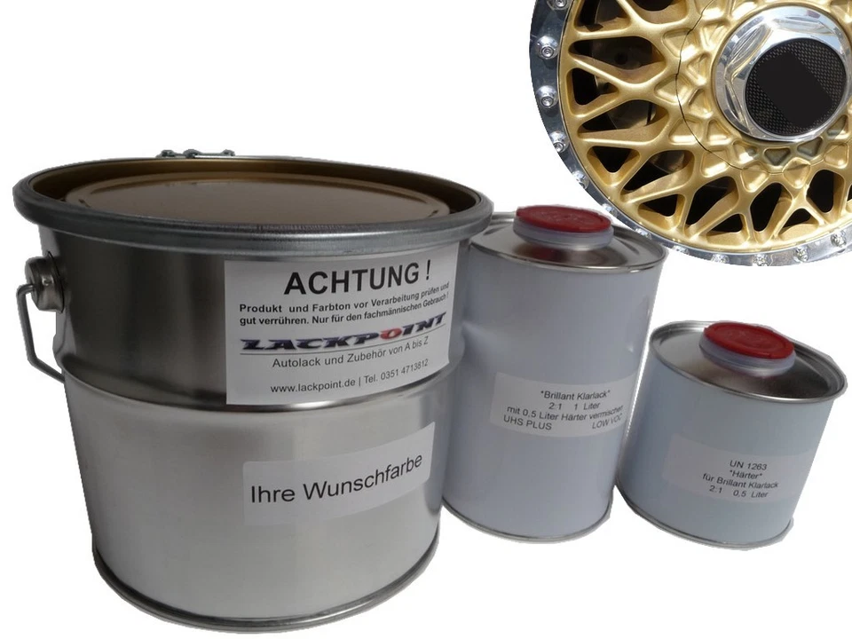 2,5 Liter Set RAL 1036 Perlgold Met. BBS Basislack Klarlack Autolack Tuning gee - Bild 1 von 1