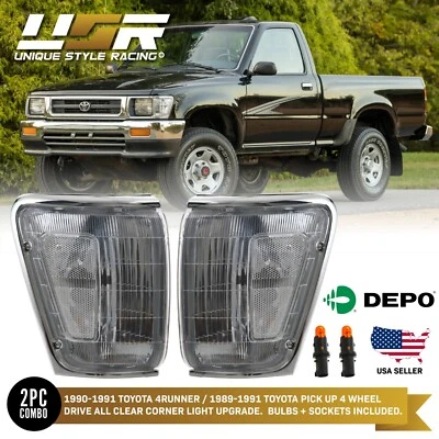 DEPO Clear Corner Light Pair For 90-91 Toyota 4Runner & 89-91 Pickup Truck 4WD - Imagem 1 de 4