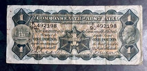 ONE POUND 1932 RIDDLE SHEEHAN AUSTRALIAN NOTE ABOUT FINE OR BETTER NO HOLES - Bild 1 von 2