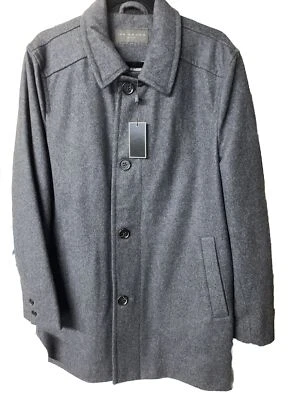 Ike Behar Men's Seville Quilted Lining Wool Coat Charcoal Medium New - Image 1 of 4