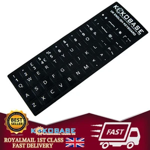 Pegatina de teclado inglés Kokobase Reino Unido con letras negras para computadoras portátiles y portátiles - Imagen 1 de 6