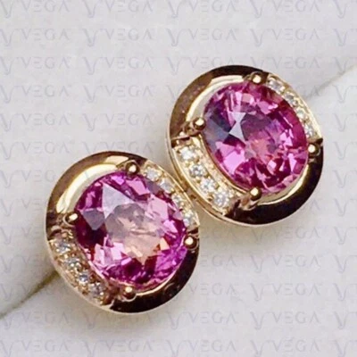 Arete de oro amarillo macizo de 14 k de turmalina natural y diamantes de corte ovalado de 4,24 quilates Foto 1 de 4