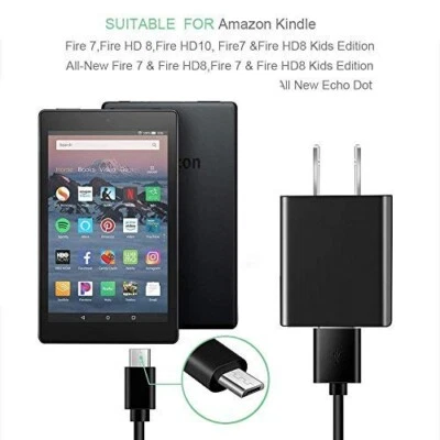3 x Amazon Kindle Fire Tablet Fast Charger Adapter Micro USB Cable Cord 6.5 Ft - Image 1 of 3