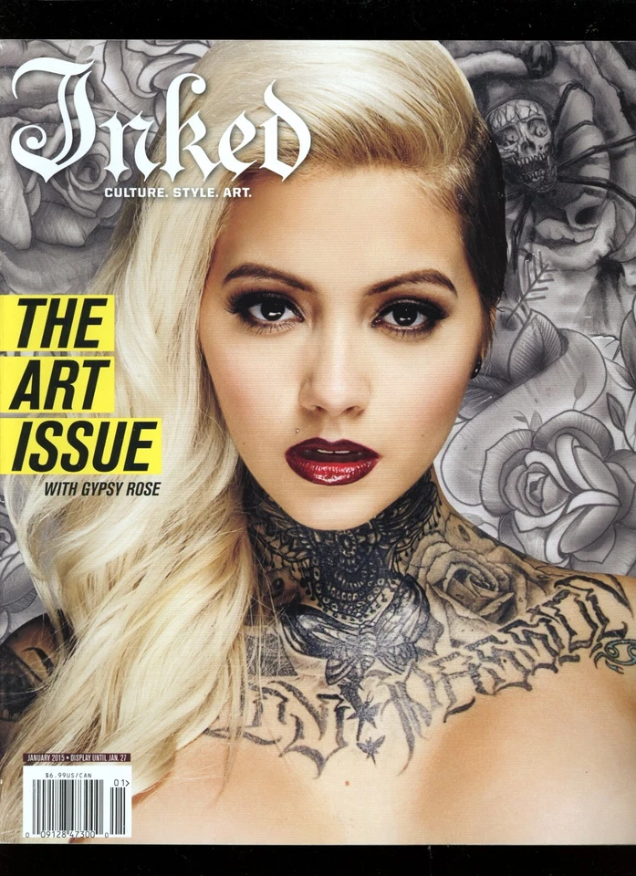 INKED MAGAZINE JANUARY 2015 - THE ART ISSUE - TATTOO GYPSY ROSE - Image 1 of 1