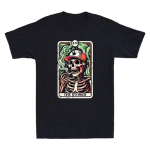 Tarot Card The Stoner Weed Lover Skeleton Cannabis 420 Vintage Men's T-Shirt Tee - Picture 1 of 8