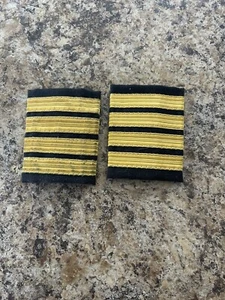 Epaulette Pilot Captain First Officer 4 Gold Bars On Navy Blue Cloth R984 - Bild 1 von 2
